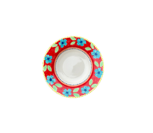 Larchmont Color Me Mine Floral Red Rimmed Bowl